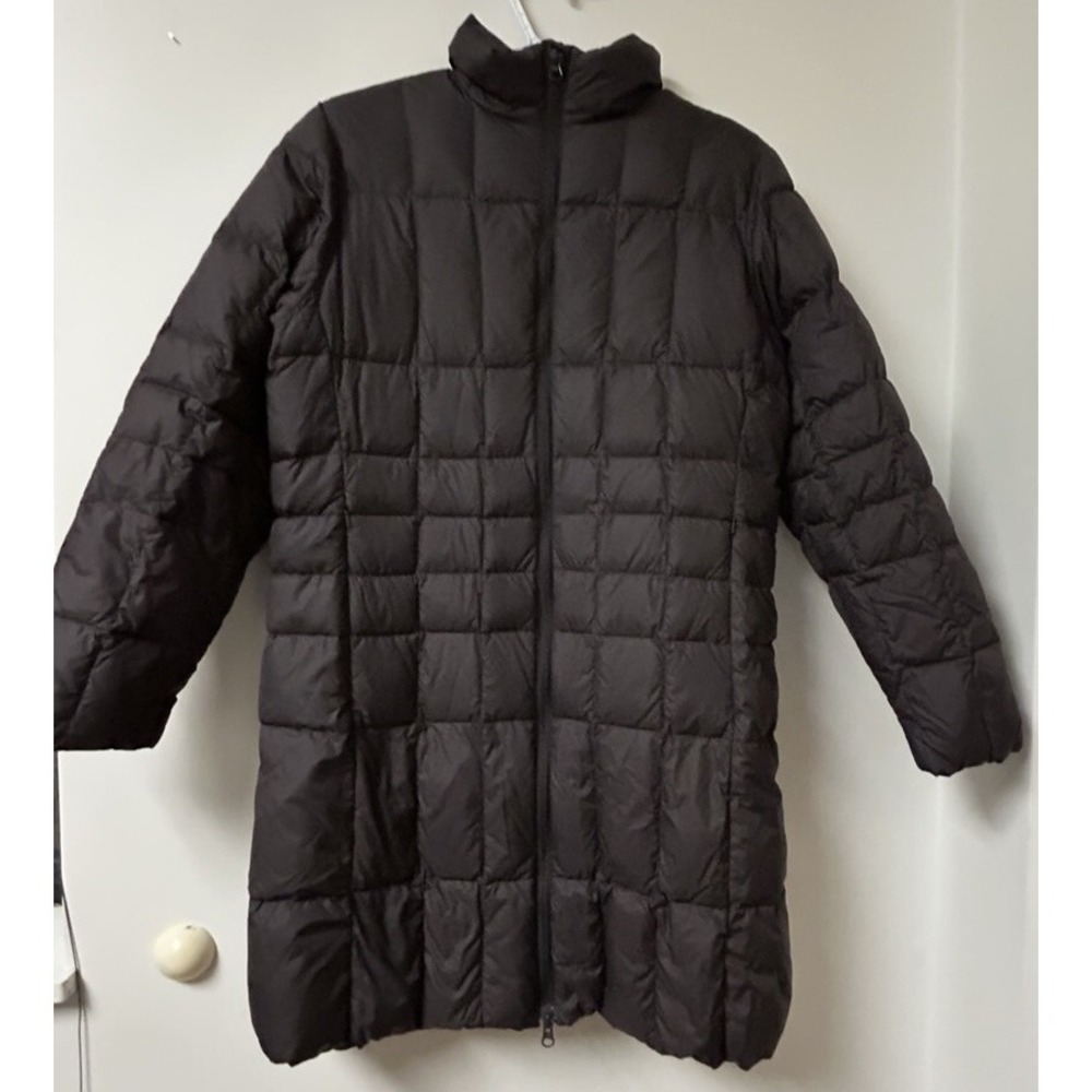 Lands End Parka Coat Womens Size Small 6-8 Black Goose Down Quilted Puffer